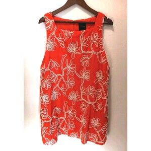 NWT Alex Marie Orange Floral Embroidered Linen Blend Sleeveless Sheath  Sz 14
